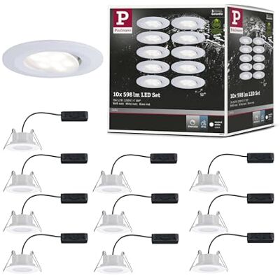 Paulmann 99924 spots enc. LED Calla ronde set van 10 incl. 10 x 6,5 W IP65 dimbare schijnwerpers enc. matwit bliksem. kast plast. lamp enc. 4000 K Paulmann 99924 spots enc. LED Calla ronde set van 10 incl. 10 x 6,5 W IP65 dimbare schijnwerpers enc. matwit bliksem. kast plast. lamp enc. 4000 K