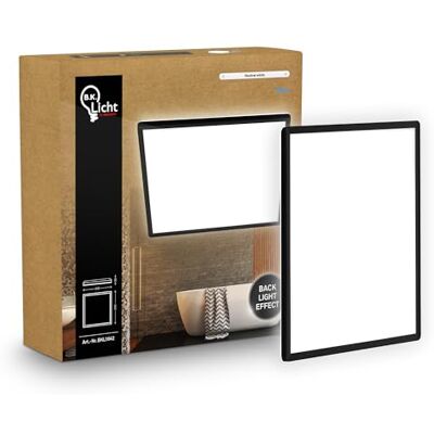 B.K.Licht Plat led-paneel met indirecte verlichting, neutraal wit licht, IP44 bescherming, badkamerplafondlamp, keukenkroonluchter, woonkamerkroonluchter, 24 x 24 x 3 cm, zwart B.K.Licht Plat led-paneel met indirecte verlichting, neutraal wit licht, IP44 bescherming, badkamerplafondlamp, keukenkroonluchter, woonkamerkroonluchter, 24 x 24 x 3 cm, zwart