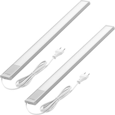 Oktaplex lighting Oktaplex Riva Set van 2 platte led-inbouwspots, 730 lm, warmwit, 57,5 cm, met schakelaar, 10,4 W, 230 V Oktaplex lighting Oktaplex Riva Set van 2 platte led-inbouwspots, 730 lm, warmwit, 57,5 cm, met schakelaar, 10,4 W, 230 V
