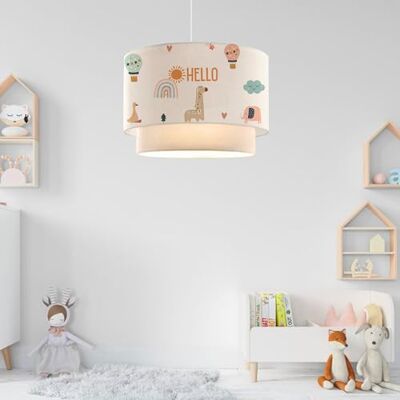lux.pro Stijlvolle hanglamp voor kinderen, binnenverlichting, hanglamp, kinderkamer, motief giraf, E27, kunststof, stof, hoogte 70 cm, wit lux.pro Stijlvolle hanglamp voor kinderen, binnenverlichting, hanglamp, kinderkamer, motief giraf, E27, kunststof, stof, hoogte 70 cm, wit
