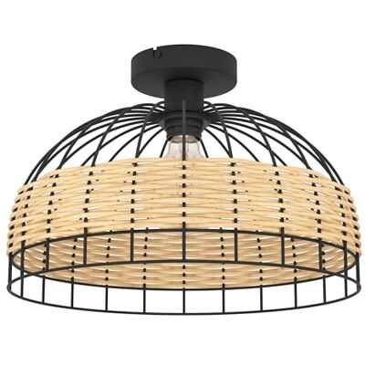 EGLO Anwick Plafondlamp, 1 lichtpunt, vintage- en bohostijl, woonkamerlamp van staal en rotan, in zwart, naturel, keukenlamp, hallamp voor aan het plafond, met E27-fitting EGLO Anwick Plafondlamp, 1 lichtpunt, vintage- en bohostijl, woonkamerlamp van staal en rotan, in zwart, naturel, keukenlamp, hallamp voor aan het plafond, met E27-fitting