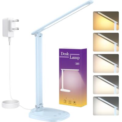 KQPZ Led-bureaulamp met stekker, 5 verlichtingsmodi en instelbare helderheid, touch-lamp met timer en geheugen, bedlampje met geïntegreerde batterij, geschikt voor lezen, studeren en werken KQPZ Led-bureaulamp met stekker, 5 verlichtingsmodi en instelbare helderheid, touch-lamp met timer en geheugen, bedlampje met geïntegreerde batterij, geschikt voor lezen, studeren en werken