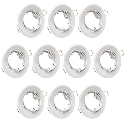 Lu-mi Inbouwspots GU10, set met 10 stuks, wit, inclusief GU10-fittingen voor led- of halogeenlampen; 30 graden zwenkbaar; rond Lu-mi Inbouwspots GU10, set met 10 stuks, wit, inclusief GU10-fittingen voor led- of halogeenlampen; 30 graden zwenkbaar; rond