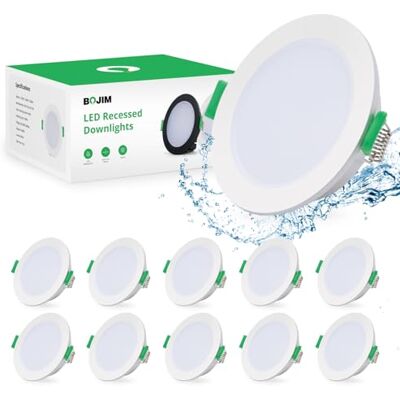 Bojim Led-inbouwspot, badkamer, IP65, extra vlak, 30 mm, 5 W, plafondspot 230 V, 4000 K, neutraal wit, 500 lm, 68 mm, voor keuken, slaapkamer, woonkamer, inbouwverlichting, 10 stuks Bojim Led-inbouwspot, badkamer, IP65, extra vlak, 30 mm, 5 W, plafondspot 230 V, 4000 K, neutraal wit, 500 lm, 68 mm, voor keuken, slaapkamer, woonkamer, inbouwverlichting, 10 stuks