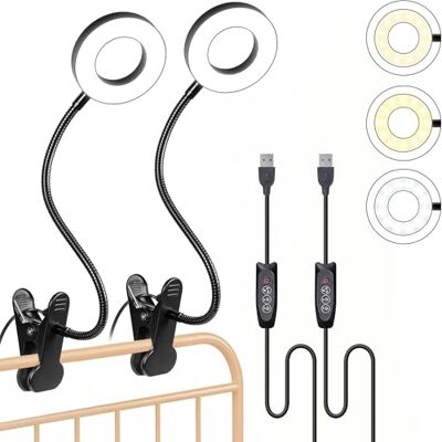 Foneso Bureaulamp met klem, 48 leds, 3 helderheidsniveaus, blokkeert 99,9% blauw licht, leeslamp voor bed, boek, werk, tafel (zwart, verpakking van 2, zonder stekker) Foneso Bureaulamp met klem, 48 leds, 3 helderheidsniveaus, blokkeert 99,9% blauw licht, leeslamp voor bed, boek, werk, tafel (zwart, verpakking van 2, zonder stekker)