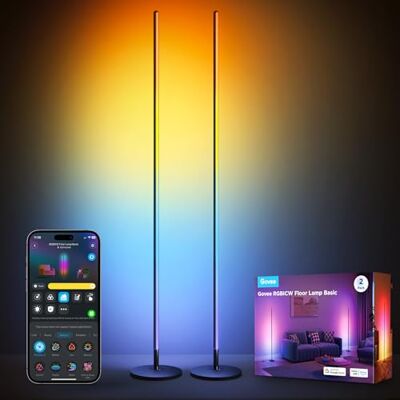 Govee RGBICW Set van 2 led-vloerlampen voor woonkamer, wifi, dimbaar, werkt Werkt met Alexa en Matte, 16 miljoen kleuren, 85 scènemodi, muziekmodi, doe-het-zelfmodus Govee RGBICW Set van 2 led-vloerlampen voor woonkamer, wifi, dimbaar, werkt Werkt met Alexa en Matte, 16 miljoen kleuren, 85 scènemodi, muziekmodi, doe-het-zelfmodus