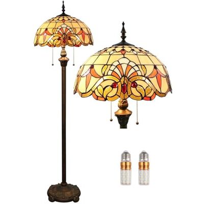 Kinbolas Vloerlamp Tiffany stijl 40,6 cm lampenkap staande lamp vintage design glas in lood leeslamp art deco woonkamer studeerkamer slaapkamer nachtkastje geschenken licht (kleur: F-2) Kinbolas Vloerlamp Tiffany stijl 40,6 cm lampenkap staande lamp vintage design glas in lood leeslamp art deco woonkamer studeerkamer slaapkamer nachtkastje geschenken licht (kleur: F-2)