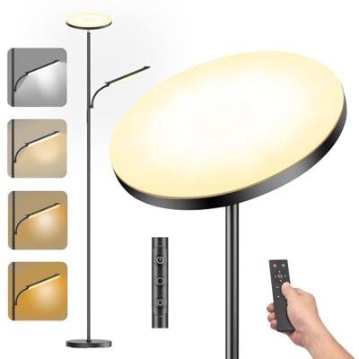 YICAIZI Led-vloerlamp, dimbaar, 42 W/4000 lm, staande lamp, woonkamer, met leeslamp, lamp met 2700-6500 K, traploos dimbaar, afstandsbediening en touch-bediening YICAIZI Led-vloerlamp, dimbaar, 42 W/4000 lm, staande lamp, woonkamer, met leeslamp, lamp met 2700-6500 K, traploos dimbaar, afstandsbediening en touch-bediening