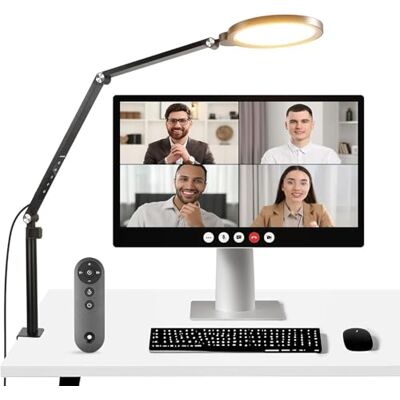 NEEWER 18 W 7 inch basis bureaulamp ring voor videoconferentie streaming verlichting, 3000-6500 K dimbaar led-cirkellicht met scharnierarm en C-klem voor telefoon/computer zoom NEEWER 18 W 7 inch basis bureaulamp ring voor videoconferentie streaming verlichting, 3000-6500 K dimbaar led-cirkellicht met scharnierarm en C-klem voor telefoon/computer zoom