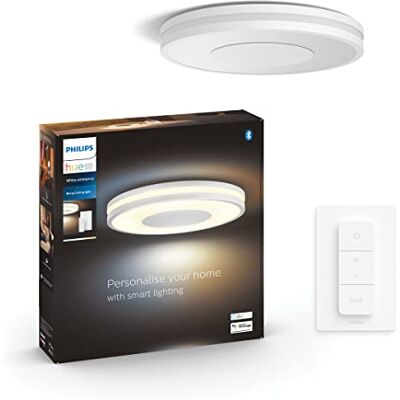 Philips Being Plafondlamp – duurzame ledverlichting – warm tot koelwit licht – incl. dimschakelaar – dimbaar – verbonden met Bluetooth van Hue Bridge – werkt Alexa en Google Home – wit – rond Philips Being Plafondlamp – duurzame ledverlichting – warm tot koelwit licht – incl. dimschakelaar – dimbaar – verbonden met Bluetooth van Hue Bridge – werkt Alexa en Google Home – wit – rond