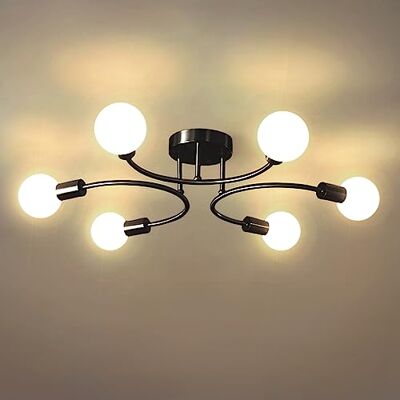 niuniaj Industriële plafondlamp, 6 lampen kroonluchter E27, vintage zwarte plafondlamp, kroonluchter voor woonkamer, slaapkamer, keuken, eetkamer, diameter 70 cm (lamp niet inbegrepen) niuniaj Industriële plafondlamp, 6 lampen kroonluchter E27, vintage zwarte plafondlamp, kroonluchter voor woonkamer, slaapkamer, keuken, eetkamer, diameter 70 cm (lamp niet inbegrepen)