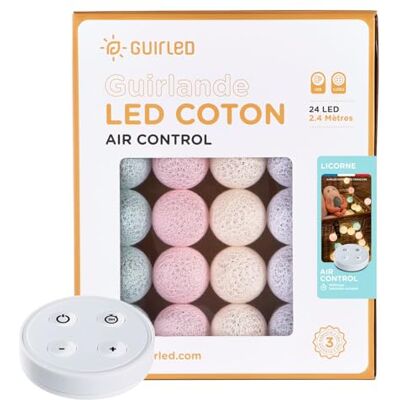 GuirLED Lichtsnoer met katoenen ballen USB Draadloze afstandsbediening Nachtlampje voor baby's 2 uur Inclusief dubbele USB-voedingsadapter 2A 4 intensiteiten 24 ballen 2,4 m Eenhoorn GuirLED Lichtsnoer met katoenen ballen USB Draadloze afstandsbediening Nachtlampje voor baby's 2 uur Inclusief dubbele USB-voedingsadapter 2A 4 intensiteiten 24 ballen 2,4 m Eenhoorn
