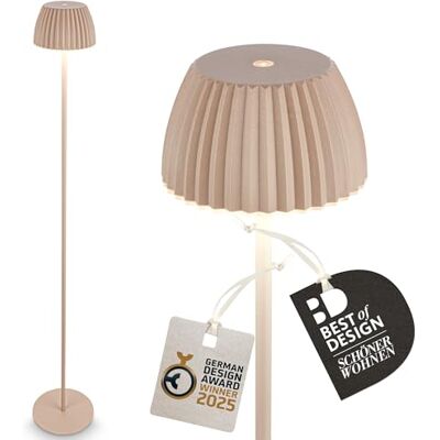 Briloner Riffle Draadloze led-vloerlamp IP44 met aanraking, dimbaar, geheugenfunctie, verwisselbare batterij, leeslamp, woonkamerlamp, Duits design, Award Winner 2025, 19 x 124 cm Briloner Riffle Draadloze led-vloerlamp IP44 met aanraking, dimbaar, geheugenfunctie, verwisselbare batterij, leeslamp, woonkamerlamp, Duits design, Award Winner 2025, 19 x 124 cm