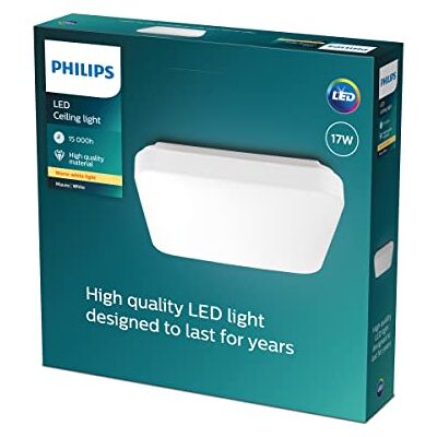 Philips Lighting LED Mauve Lampe de Plafond Carré, 1700 lm, Lumière Blanc Chaude, 17 W, Blanc Philips Lighting LED Mauve Lampe de Plafond Carré, 1700 lm, Lumière Blanc Chaude, 17 W, Blanc