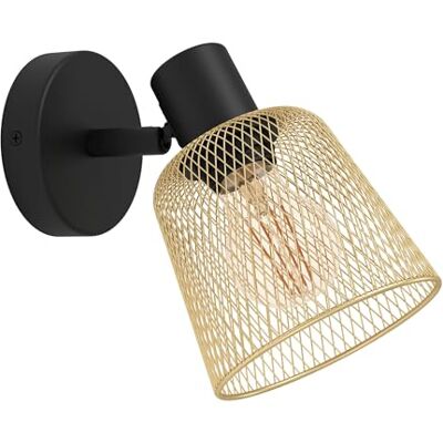 EGLO Coslada Wandlamp, leeslamp met draaibare spot, binnenverlichting voor woonkamer, slaapkamer en hal, zwart metaal en geborsteld messing, E27 fitting EGLO Coslada Wandlamp, leeslamp met draaibare spot, binnenverlichting voor woonkamer, slaapkamer en hal, zwart metaal en geborsteld messing, E27 fitting