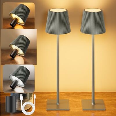 YICAIZI Set van 2 draadloze led-tafellampen met flessensluiting, dimbaar, oplaadbaar, met 3 kleurtemperaturen, voor buiten, woonkamer, slaapkamer, nachtkastje YICAIZI Set van 2 draadloze led-tafellampen met flessensluiting, dimbaar, oplaadbaar, met 3 kleurtemperaturen, voor buiten, woonkamer, slaapkamer, nachtkastje