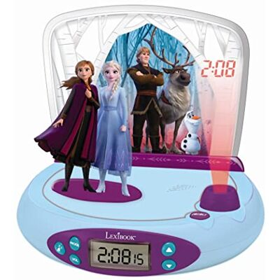 Lexibook Disney Frozen 2 Elsa & Anna, projectorwekker met geluiden, geïntegreerd nachtlampje, plafondprojectie, geluidseffecten, werkt op batterijen, blauw/paars, RP510FZ Lexibook Disney Frozen 2 Elsa & Anna, projectorwekker met geluiden, geïntegreerd nachtlampje, plafondprojectie, geluidseffecten, werkt op batterijen, blauw/paars, RP510FZ