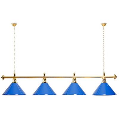 Billiard-Royal Biljartlamp met 4 lampenkappen gouden blauwe houder voor biljarttafel Billiard-Royal Biljartlamp met 4 lampenkappen gouden blauwe houder voor biljarttafel