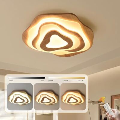 YYUTLUO Led-plafondlamp van hout, wolken, Ø 57 cm, 50 W = 3500 lm, plafondlamp voor kinderkamer, dimbaar, 3000 K-6000 K, lampenkap van acryl, licht, hartvorm, plafondlamp voor kinderen, rond, modern YYUTLUO Led-plafondlamp van hout, wolken, Ø 57 cm, 50 W = 3500 lm, plafondlamp voor kinderkamer, dimbaar, 3000 K-6000 K, lampenkap van acryl, licht, hartvorm, plafondlamp voor kinderen, rond, modern