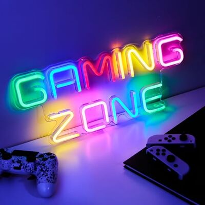 NELUX Neon LED Gaming Zone, Gamer Decoratie Slaapkamer Wandlamp, Accessoires Gaming Room Deco Setup Tiener Gamer, Lichtbord Cadeau. USB-verbinding met Helderheidsdimmer NELUX Neon LED Gaming Zone, Gamer Decoratie Slaapkamer Wandlamp, Accessoires Gaming Room Deco Setup Tiener Gamer, Lichtbord Cadeau. USB-verbinding met Helderheidsdimmer