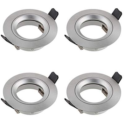 SEBSON 4 x inbouwspot plafond incl. GU10-fitting montagegat Ø 65 mm, Ø 80 x 24 mm, geborsteld aluminium, led/halogeen SEBSON 4 x inbouwspot plafond incl. GU10-fitting montagegat Ø 65 mm, Ø 80 x 24 mm, geborsteld aluminium, led/halogeen