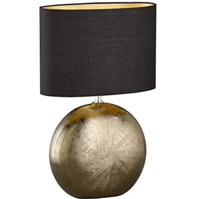 Fischer & Honsel Tafellamp, Foro antiek brons stoffen kap zwart chintz interieur goud L: 34 cm, b: 17 cm, H: 53 cm, met koordschakelaar, 1 x E27 max. 40 W Fischer & Honsel Tafellamp, Foro antiek brons stoffen kap zwart chintz interieur goud L: 34 cm, b: 17 cm, H: 53 cm, met koordschakelaar, 1 x E27 max. 40 W