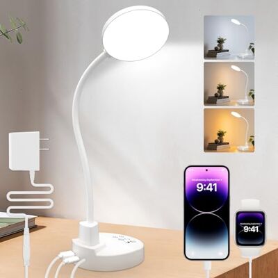 ZAPLIT Bureaulamp met 78 leds met USB-oplaadpoorten, dimbare tafellamp met 3 kleurtemperaturen, 5 helderheden, 4 timers, 15 W flexibele arm met basis, lamp ZAPLIT Bureaulamp met 78 leds met USB-oplaadpoorten, dimbare tafellamp met 3 kleurtemperaturen, 5 helderheden, 4 timers, 15 W flexibele arm met basis, lamp