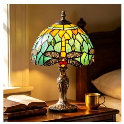 MIAOKE Tiffany Stijl Tafellamp, Vintage Tafellamp Ambachten Glas Schilderij Handcraft Glazen geschilderde lampenkap voor slaapkamer, bedlamp, woonkamer, kantoor, thuis MIAOKE Tiffany Stijl Tafellamp, Vintage Tafellamp Ambachten Glas Schilderij Handcraft Glazen geschilderde lampenkap voor slaapkamer, bedlamp, woonkamer, kantoor, thuis