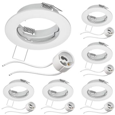 ledscom.de Inbouwspots met behuizing voor in het plafond, FERE inbouwkader, mat wit (led/halogeen/GU10/MR16/PAR16/50mm) incl. GU10-fitting, 6 stuks ledscom.de Inbouwspots met behuizing voor in het plafond, FERE inbouwkader, mat wit (led/halogeen/GU10/MR16/PAR16/50mm) incl. GU10-fitting, 6 stuks