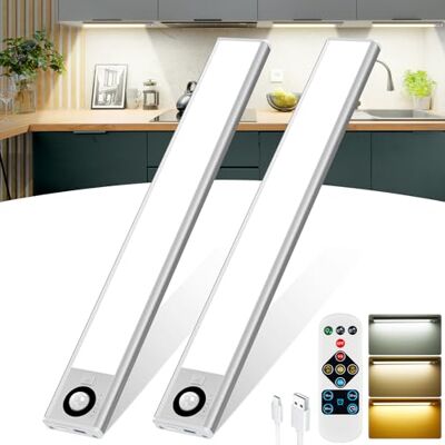 Wonkelly Set van 2 leds voor keukenkast met afstandsbediening, 72 leds, kastverlichting met bewegingsmelder, 2200 mAh, USB-C oplaadbaar, 3000 K/4000 K/6000 K, verstelbaar, 30 cm Wonkelly Set van 2 leds voor keukenkast met afstandsbediening, 72 leds, kastverlichting met bewegingsmelder, 2200 mAh, USB-C oplaadbaar, 3000 K/4000 K/6000 K, verstelbaar, 30 cm