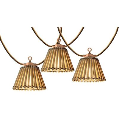 Lumisky Lichtsnoer voor buiten, aansluitbaar, 10 natuurlijke lampenkappen van bamboe, NATURA LIGHT HYBRID, warmwit, 8 m, zonne-energie en op netstroom Lumisky Lichtsnoer voor buiten, aansluitbaar, 10 natuurlijke lampenkappen van bamboe, NATURA LIGHT HYBRID, warmwit, 8 m, zonne-energie en op netstroom