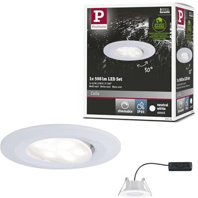 Paulmann Calla 99930 Led-inbouwspot, rond, 1 x 6,5 W, IP65, dimbaar, wit, mat, 4000 K, 1 stuk Paulmann Calla 99930 Led-inbouwspot, rond, 1 x 6,5 W, IP65, dimbaar, wit, mat, 4000 K, 1 stuk