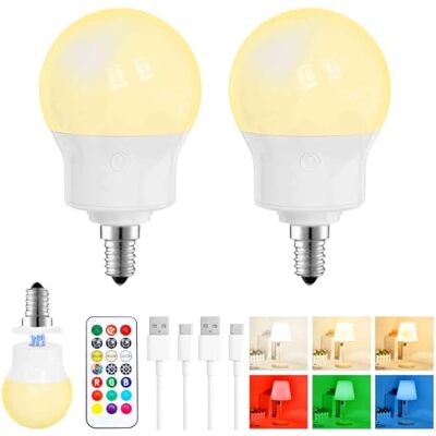 Pinrutar Ledlamp, oplaadbaar, met afstandsbediening, draadloos, magnetisch, E14, dimbaar, 480 lm, 3 kleurtemperaturen + 9 RGB-kleuren, 3 timer, voor wandlampen, camping en noodgevallen, 2 stuks Pinrutar Ledlamp, oplaadbaar, met afstandsbediening, draadloos, magnetisch, E14, dimbaar, 480 lm, 3 kleurtemperaturen + 9 RGB-kleuren, 3 timer, voor wandlampen, camping en noodgevallen, 2 stuks