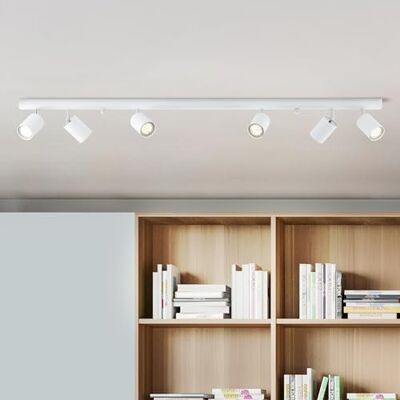 Lightbox Led-plafondlamp 6 lampen 9 x 119 x 15 cm plafondspot met draaibare spots lamp voor woonkamer, keuken of slaapkamer (binnen) 6 x GU10-fitting van wit metaal Lightbox Led-plafondlamp 6 lampen 9 x 119 x 15 cm plafondspot met draaibare spots lamp voor woonkamer, keuken of slaapkamer (binnen) 6 x GU10-fitting van wit metaal