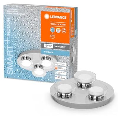 LEDVANCE Smart LED badlicht chroom, 18 W, 1800 lm, 3000-6500 K, 30 cm, IP44, Orbis Round Wall Light, badkamerlamp met wifi-technologie, dimbaar, bestuurbaar via app en spraakassistent LEDVANCE Smart LED badlicht chroom, 18 W, 1800 lm, 3000-6500 K, 30 cm, IP44, Orbis Round Wall Light, badkamerlamp met wifi-technologie, dimbaar, bestuurbaar via app en spraakassistent