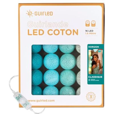 GuirLED Lichtketting met bolletjes van katoen, USB, 2 uur nachtlampje voor baby's, incl. 2 A dubbele USB-adapter, 3 intensiteiten, 16 bolletjes, 1,6 m, Horizon GuirLED Lichtketting met bolletjes van katoen, USB, 2 uur nachtlampje voor baby's, incl. 2 A dubbele USB-adapter, 3 intensiteiten, 16 bolletjes, 1,6 m, Horizon