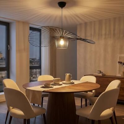 B·LED BARCELONA LED BARCELONA Led-hanglamp, plafondlamp, 70 cm, zwart, grote vorm, hoed, Frans design, elegant, modern, E27, metaal, voor woonkamer, eetkamer, trap, slaapkamer, kantoor, hotel, licht, sfeer B·LED BARCELONA LED BARCELONA Led-hanglamp, plafondlamp, 70 cm, zwart, grote vorm, hoed, Frans design, elegant, modern, E27, metaal, voor woonkamer, eetkamer, trap, slaapkamer, kantoor, hotel, licht, sfeer