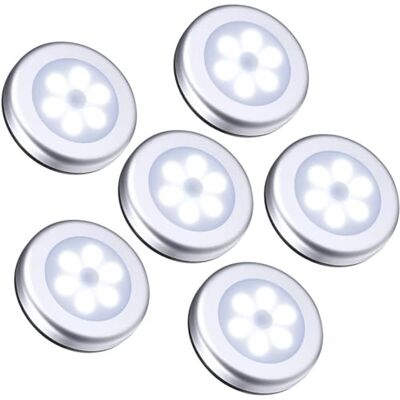 ORIA Nachtlampje met Bewegingssensor, 6 Stuks LED Bewegingssensor Kastlamp Indoor Nachtkastverlichting Auto Aan/Uit Bewegingssensor Verlichting voor Gangen, Trappen Wit ORIA Nachtlampje met Bewegingssensor, 6 Stuks LED Bewegingssensor Kastlamp Indoor Nachtkastverlichting Auto Aan/Uit Bewegingssensor Verlichting voor Gangen, Trappen Wit