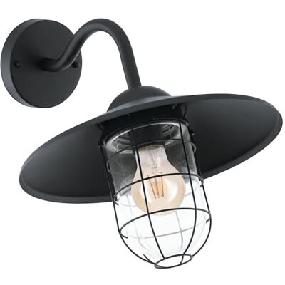 EGLO Outdoor wandlamp Melgoa, 1-lichts buitenlamp, wandlamp van verzinkt staal en glas, kleur: zwart, fitting: E27, IP44 EGLO Outdoor wandlamp Melgoa, 1-lichts buitenlamp, wandlamp van verzinkt staal en glas, kleur: zwart, fitting: E27, IP44