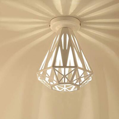 iDEGU Plafondlamp, vintage, industrieel, ijzeren kroonluchter, kooi, lampenkap, plafondlamp, E27, verlichting, decoratie, hanglamp, voor slaapkamer, entree, hal, bar, restaurant, 20 cm (wit) iDEGU Plafondlamp, vintage, industrieel, ijzeren kroonluchter, kooi, lampenkap, plafondlamp, E27, verlichting, decoratie, hanglamp, voor slaapkamer, entree, hal, bar, restaurant, 20 cm (wit)