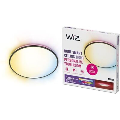 WiZ Plafondlamp Rune Diameter: 40 cm Gekleurd en Wit Licht Slimme LED Verlichting Geïntegreerde LED 21W Zwart Wi-Fi WiZ Plafondlamp Rune Diameter: 40 cm Gekleurd en Wit Licht Slimme LED Verlichting Geïntegreerde LED 21W Zwart Wi-Fi