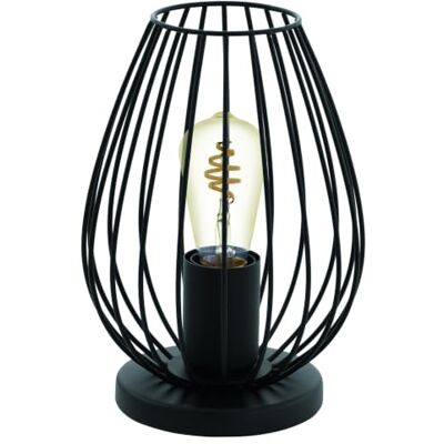 EGLO Newtown tafellamp, vintage bedlamp, woonkamerlamp stalen en zwarte stof, E27-fitting, met schakelaar EGLO Newtown tafellamp, vintage bedlamp, woonkamerlamp stalen en zwarte stof, E27-fitting, met schakelaar
