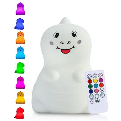 Kadoing Dino nachtlampje (groot), met tikfunctie en afstandsbediening, led-nachtlamp, oplaadbaar, geboortecadeau, speelgoed, babykamer, premium kinderlamp Kadoing Dino nachtlampje (groot), met tikfunctie en afstandsbediening, led-nachtlamp, oplaadbaar, geboortecadeau, speelgoed, babykamer, premium kinderlamp