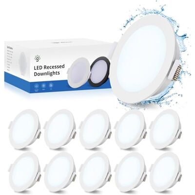 Gr4tec LED inbouwspots badkamer IP65, 10 x 5 W plafondlamp inbouwlamp 400LM 6500K koud wit, inbouwspot extra plat 35 mm, LED inbouwlamp gat 68-80 mm voor woonkamer slaapkamer badkamer Gr4tec LED inbouwspots badkamer IP65, 10 x 5 W plafondlamp inbouwlamp 400LM 6500K koud wit, inbouwspot extra plat 35 mm, LED inbouwlamp gat 68-80 mm voor woonkamer slaapkamer badkamer