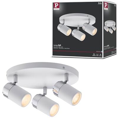 Paulmann 66712 Spotlight Zyli IP44 Rondell max 3 x 10 W GU10 wit/chroom 230 V metaal 667.12 LED plafondlamp zonder lamp Paulmann 66712 Spotlight Zyli IP44 Rondell max 3 x 10 W GU10 wit/chroom 230 V metaal 667.12 LED plafondlamp zonder lamp