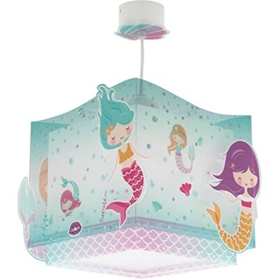 Dalber Hanglamp voor kinderen, zeemeermin Zeemeermin, hanglamp voor kinderkamer, kroonluchter kinderkamer, 63442, E27, turquoise Dalber Hanglamp voor kinderen, zeemeermin Zeemeermin, hanglamp voor kinderkamer, kroonluchter kinderkamer, 63442, E27, turquoise