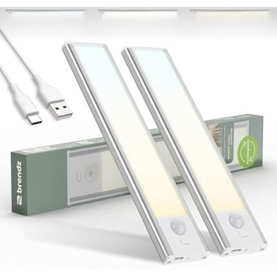 Brendz USB C oplaadbaar magnetisch led-nachtlampje, 3 kleurtemperaturen, nachtlicht voor kleedkamers, gangen, slaapkamers, garage, trappen, 2 x 20 cm Brendz USB C oplaadbaar magnetisch led-nachtlampje, 3 kleurtemperaturen, nachtlicht voor kleedkamers, gangen, slaapkamers, garage, trappen, 2 x 20 cm