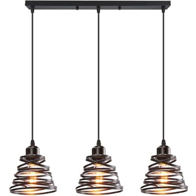 iDEGU 3 lampen hanglamp retro creatieve kroonluchter design spiraal design plafondlamp vintage metaal E27 industriële hanglamp voor woonkamer eetkamer 15 cm (3 lampen zwart B) iDEGU 3 lampen hanglamp retro creatieve kroonluchter design spiraal design plafondlamp vintage metaal E27 industriële hanglamp voor woonkamer eetkamer 15 cm (3 lampen zwart B)