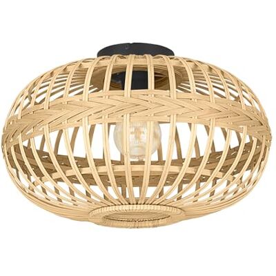EGLO Amsfield Plafondlamp, vintage plafondlamp, natuur, boho, hygge, woonkamerverlichting van zwart staal en natuurlijk hout, E27 fitting, Ø 45 cm, 43723 EGLO Amsfield Plafondlamp, vintage plafondlamp, natuur, boho, hygge, woonkamerverlichting van zwart staal en natuurlijk hout, E27 fitting, Ø 45 cm, 43723