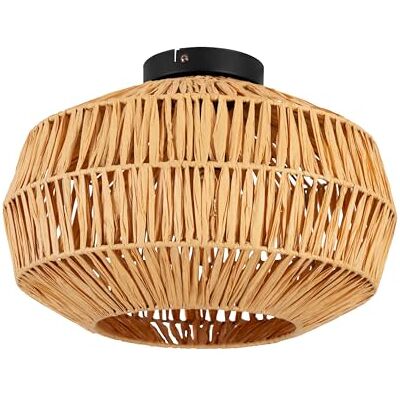 EGLO Sheldon Plafondlamp, plafondlamp voor woonkamer en slaapkamer, verlichting met raffia papieren lampenkap, bohemien lamp, E27 fitting, Ø 38 cm EGLO Sheldon Plafondlamp, plafondlamp voor woonkamer en slaapkamer, verlichting met raffia papieren lampenkap, bohemien lamp, E27 fitting, Ø 38 cm